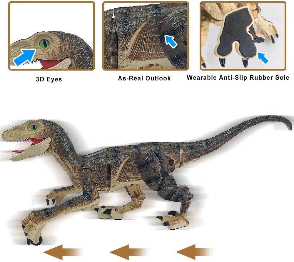 Remote Control Dinosaur Toys with Light up 3D Eyes; Shaking Head; Roaring Sounds; Walking Dinosaur Toy Gift for Kids Age 3-12 Years
