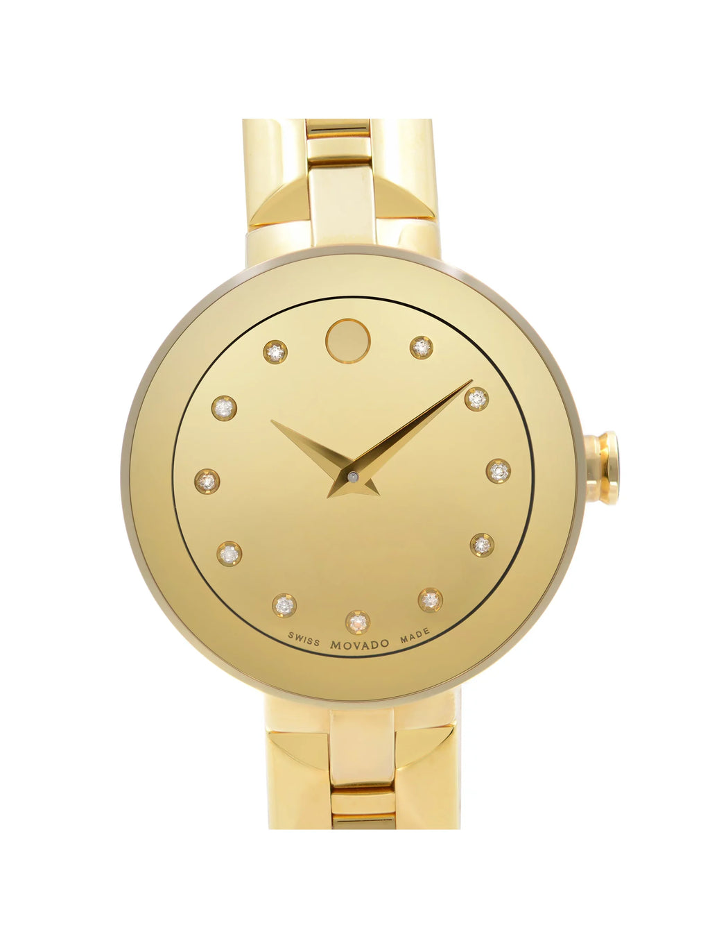 Movado Sapphire Steel Gold PVD Champagne Dial Quartz Ladies Watch 0606816