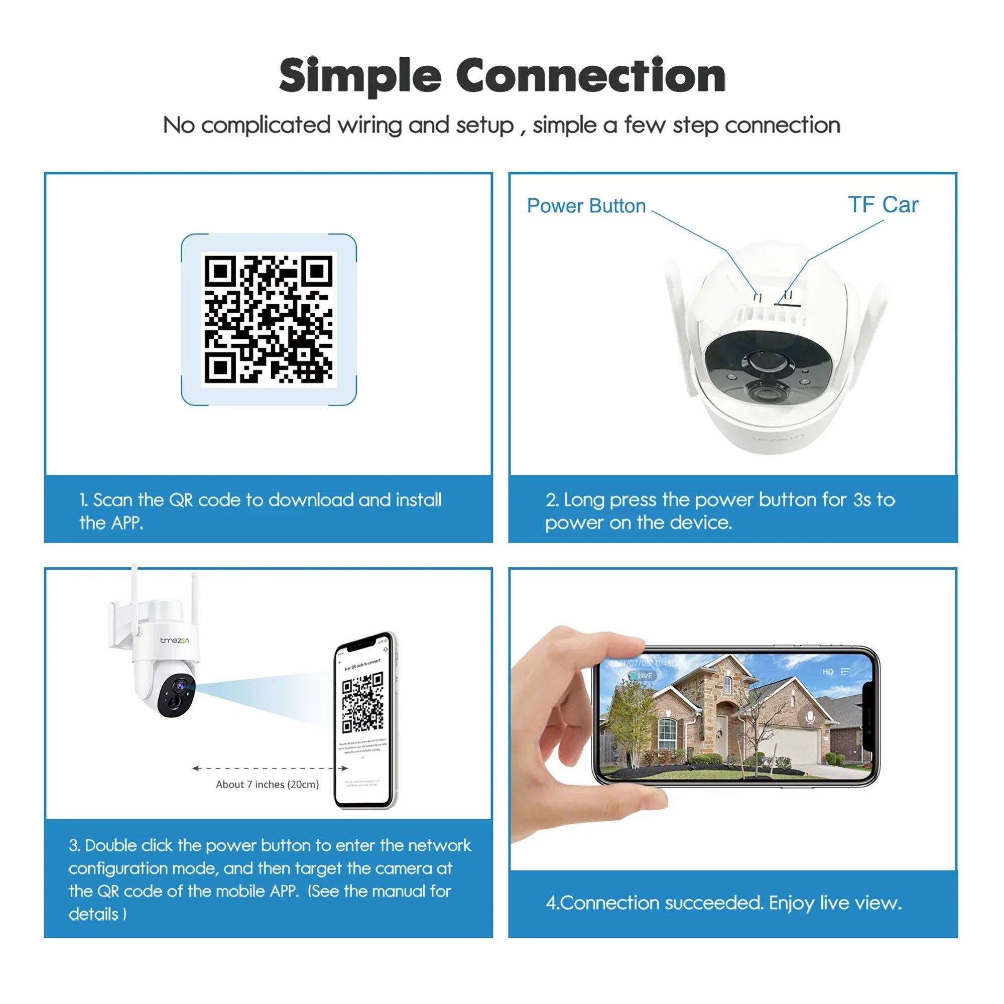 TMEZON Security Camera Outdoor Wireless; 2K Surveillance Camera Wireless Solor Powered for Smart Home ; PTZ WiFi Control; Night Vision;IP66 Liquidproof