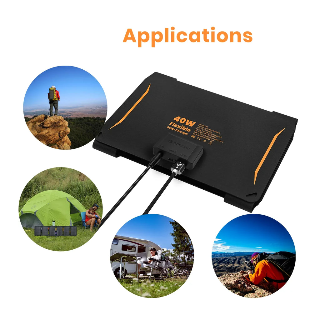 FLEXSOLAR 30W Flexible Monocrystalline Foldable Solar Charger