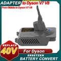 2-In-1 Battery Adapter for Makita 40V Lion Battery Convert to for Dyson V7&V8 Battery; SV11; V7 Motorhead; Car+Boat; Absolute; Animal; Absolute; Fluffy; V8 Motorhead; Carbon Fiber; Slim vacuum