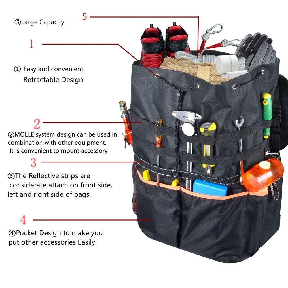 Large Capacity Tire Trash Backpack Spare Tire Tool Storage Bag SUV Trunk Organizer For Wrangle JK JL Off-Road Outdoors Recovery