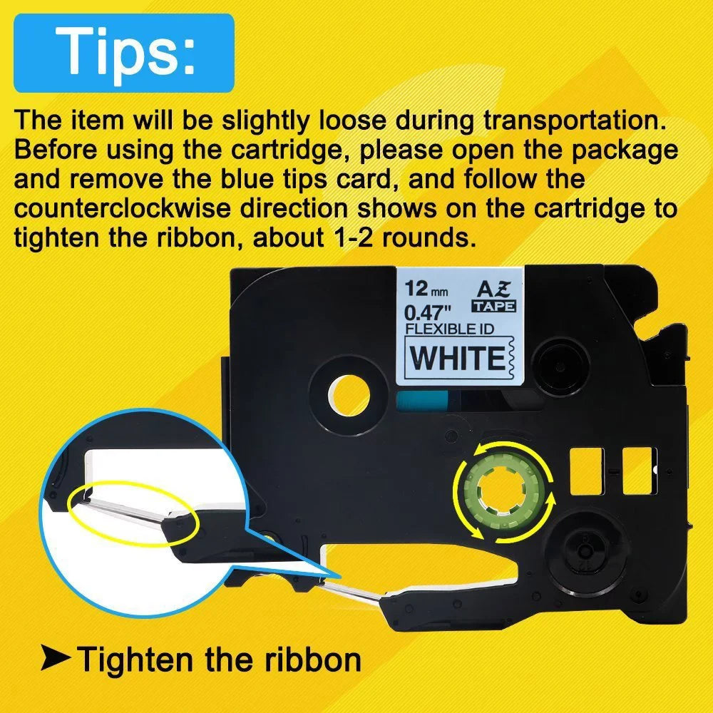 GREENCYCLE 10PK Compatible for Brother P-touch Black on White Flexible ID Cable Wire Label Tape 12mm 8m TZ TZe TZe-FX231 TZ-FX231 TZe-231 TZ-231 use in PT-D210 H110 H100 D400 D600 Label Maker