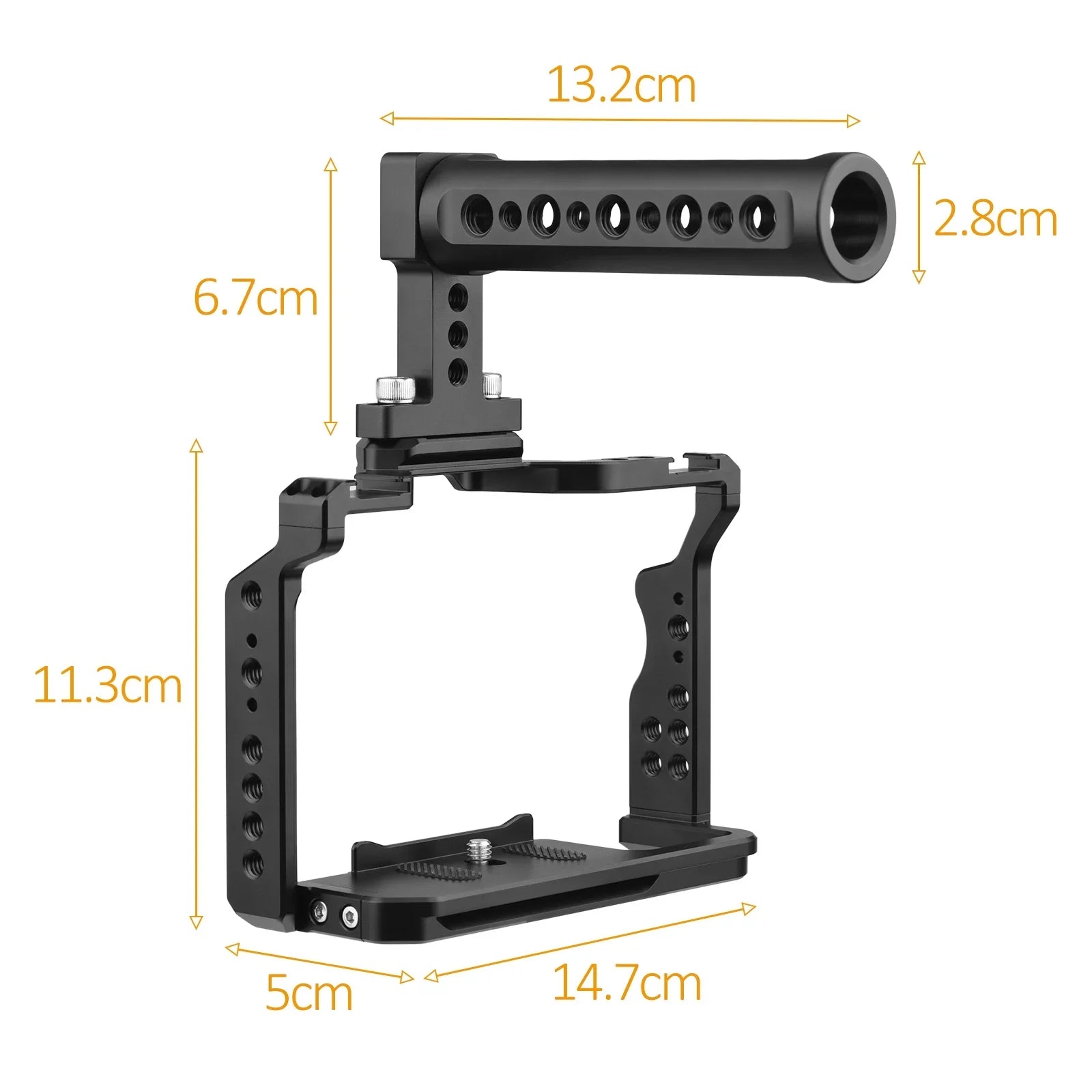 Andoer Camera Video Cage + Handle Kit Aluminum Alloy with Dual Cold Shoe Mounts Numerous 1/4 foot Threads Replacement for Sony A7IV/ A7III/ A7II/ A7R III/ A7R II/ A7S II