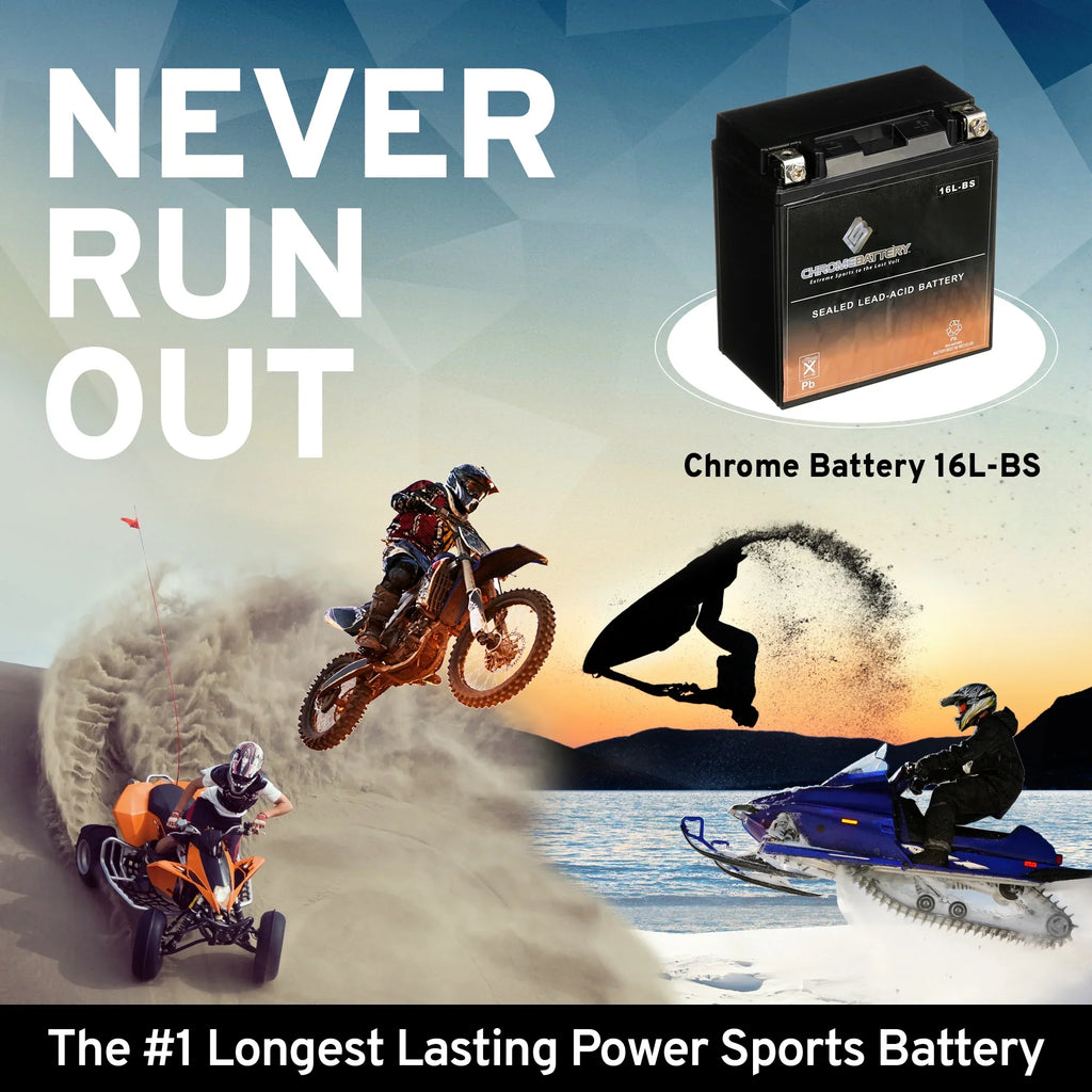 Chrome Battery YTX16L-BS (16L-BS 12 Volt;14 Ah; 230 CCA) Jet Ski Battery for Kawasaki 650cc Jf650 X2 1988