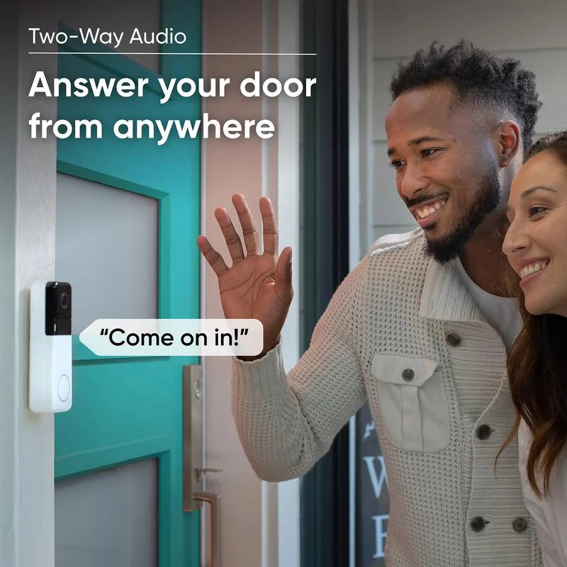 Wyze Video Doorbell Pro — Battery; Wireless Doorbell Camera w/ QHD Video; Adhesive Sticks to Walls; 1:1 Aspect Ratio; 2-Way Audio; Color Night Vision; Works w/ Alexa and Google Assistant