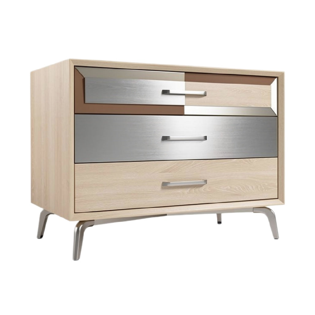 Moderne Ladekast met Metalen Accenten en Houten Afwerking