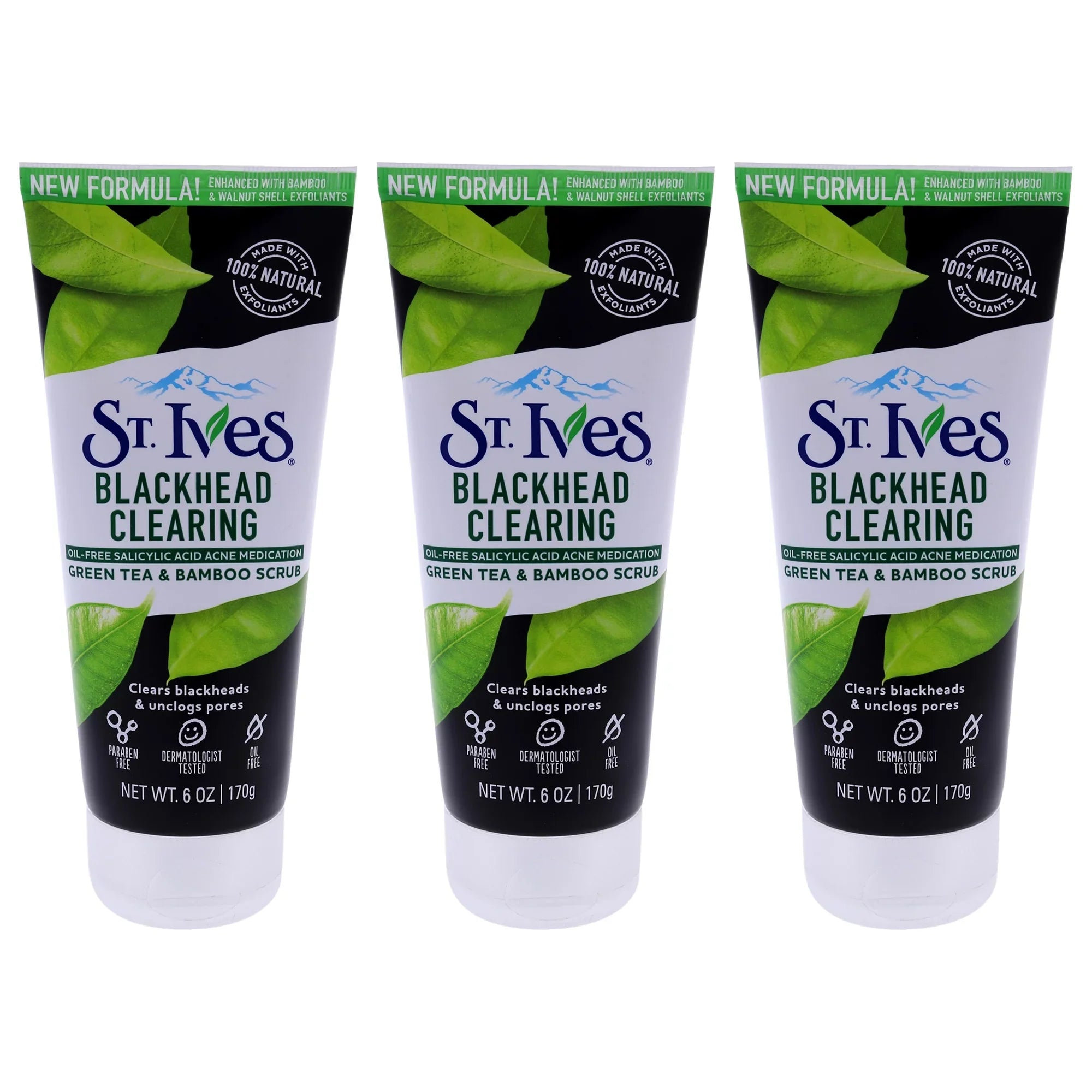 St. Ives Blackhead Clearing Scrub - Green Tea - Pack of 3 Scrub; 6 oz