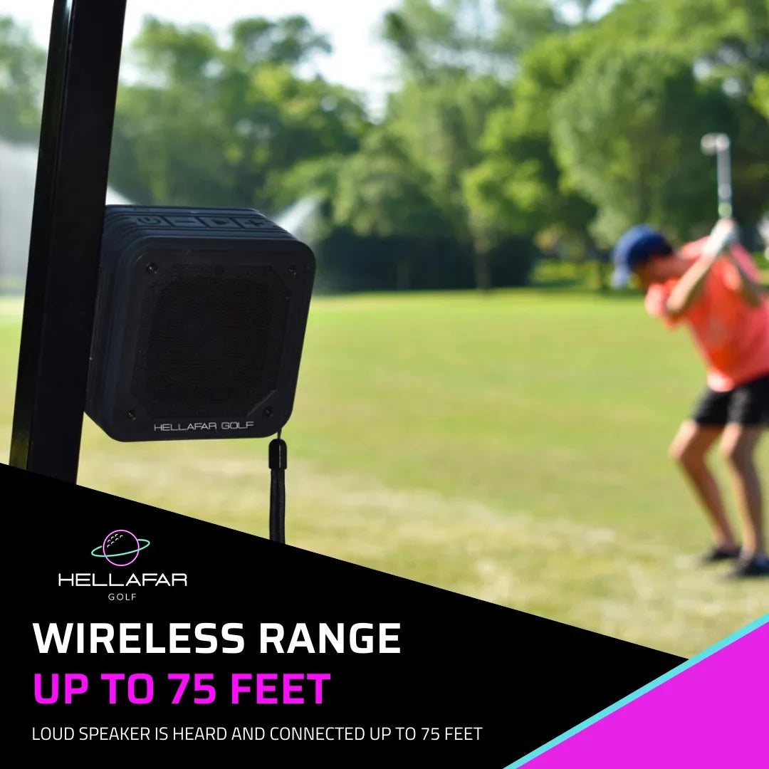Hellafar Golf Speaker - Golf Cart Bluetooth Speaker; Magnetic Mounting System; IPX7 Liquidproof; Black