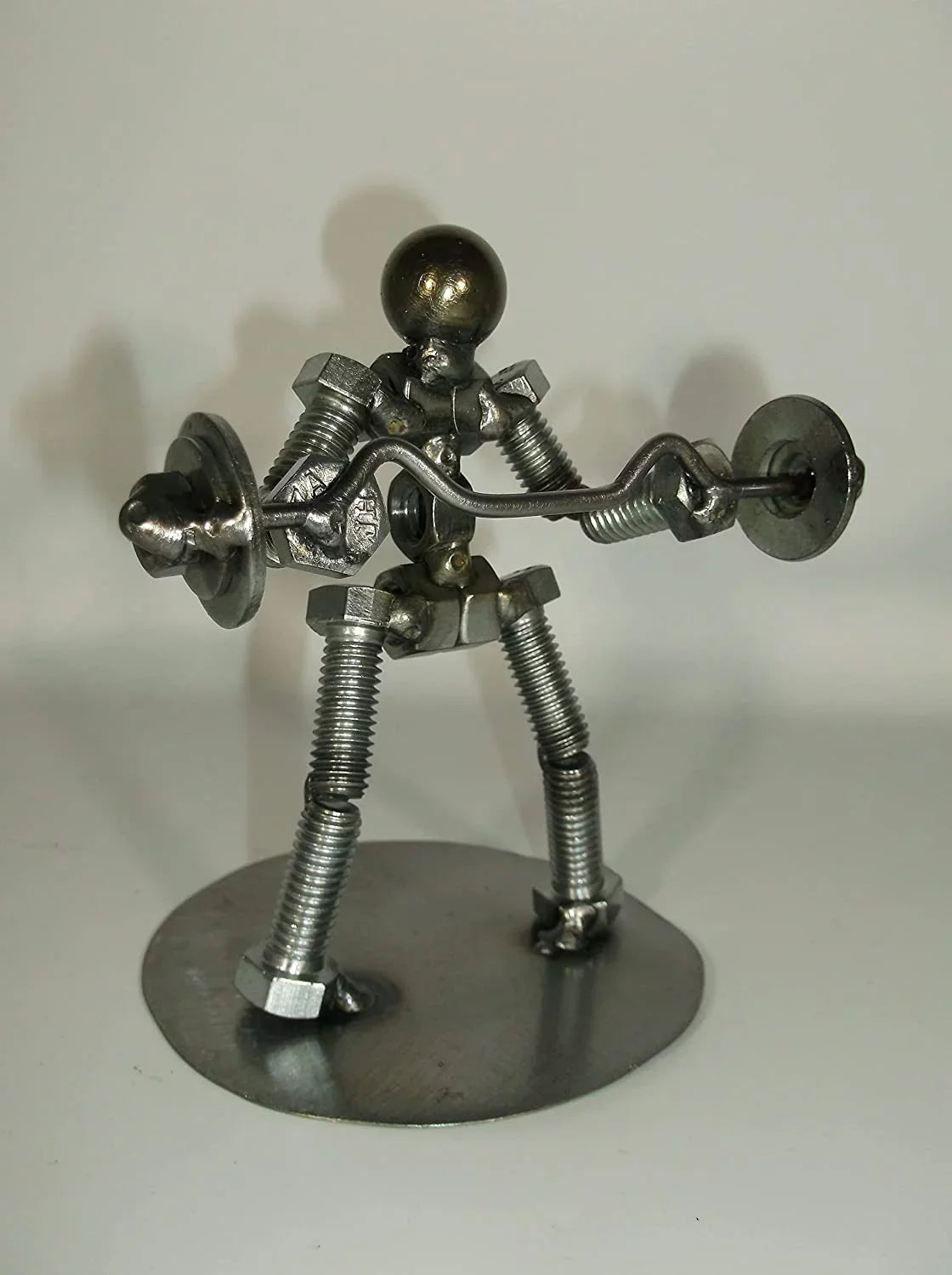 Preacher C url Weight Lifter Metal Bolt Figurine; curl bar
