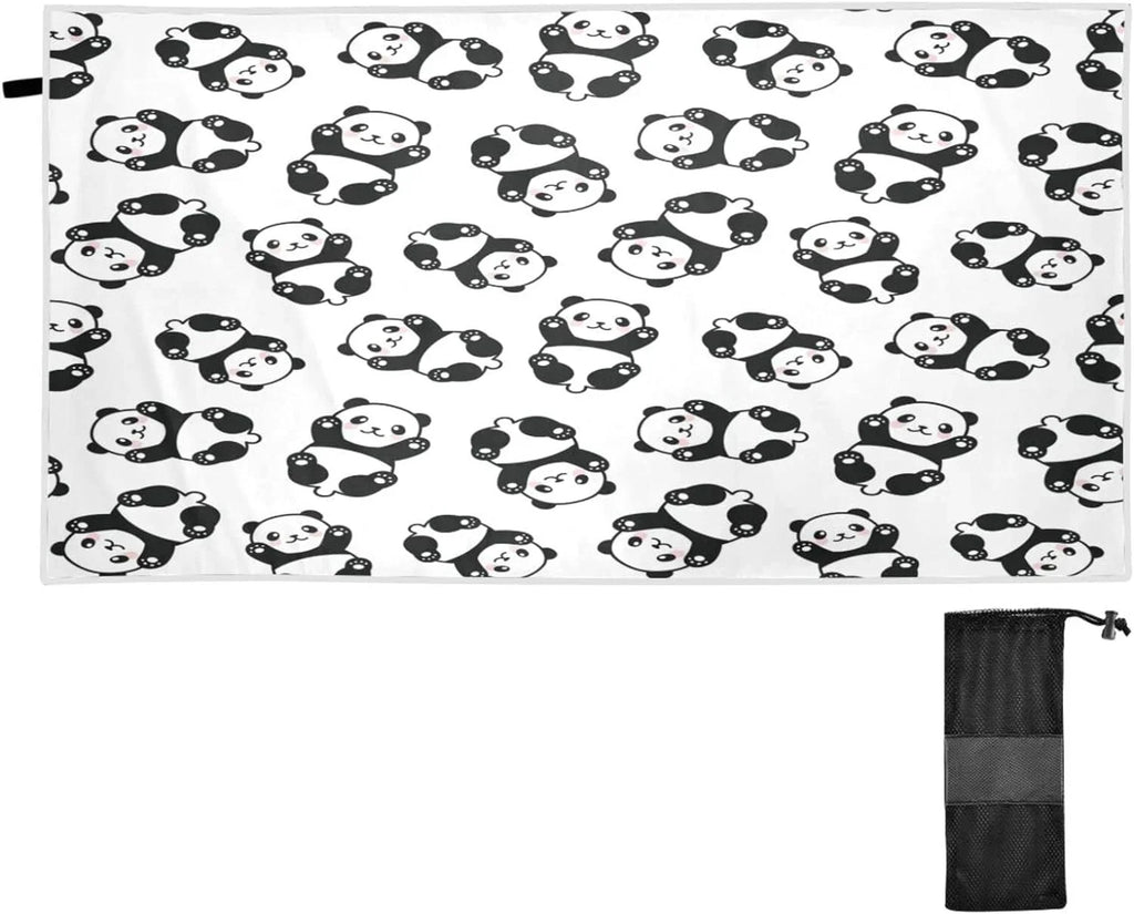 Bestwell Cute Cartoon Panda Pattern Beach Towel Oversized Towel Blanket; Thin Lightweight Microfiber Sand Free Quick Dry Towel; 31”X71” Multipurpose Pool Bath Yoga Swim Shower Towel