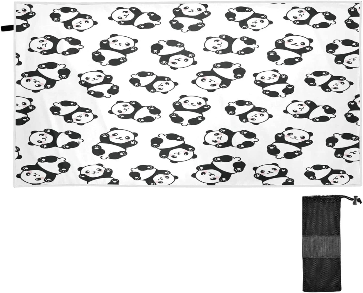 Bestwell Cute Cartoon Panda Pattern Beach Towel Oversized Towel Blanket; Thin Lightweight Microfiber Sand Free Quick Dry Towel; 31”X71” Multipurpose Pool Bath Yoga Swim Shower Towel