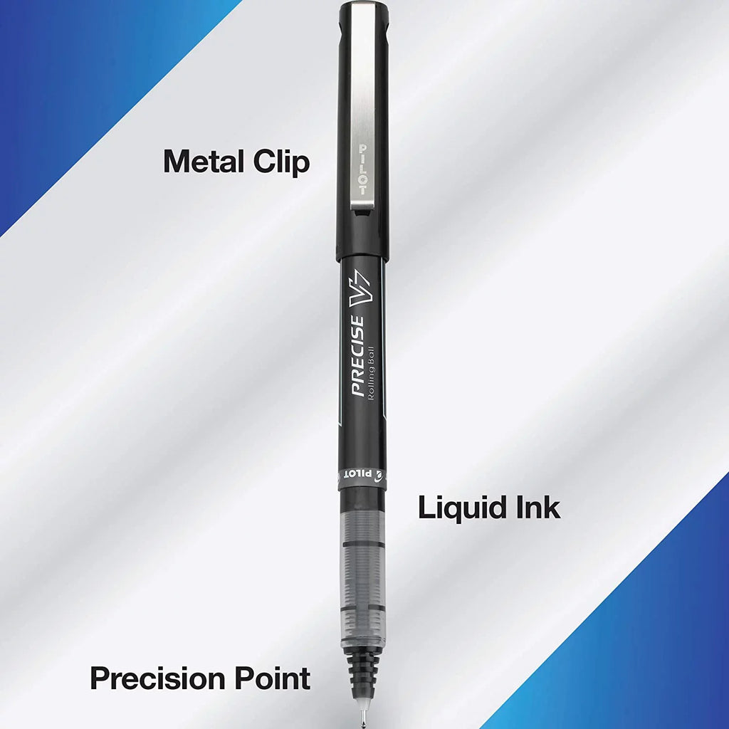 PILOT Precise V7 Stick Liquid Ink Rolling Ball Stick Pens; Fine Point; Black Ink; 12 Count (35346)