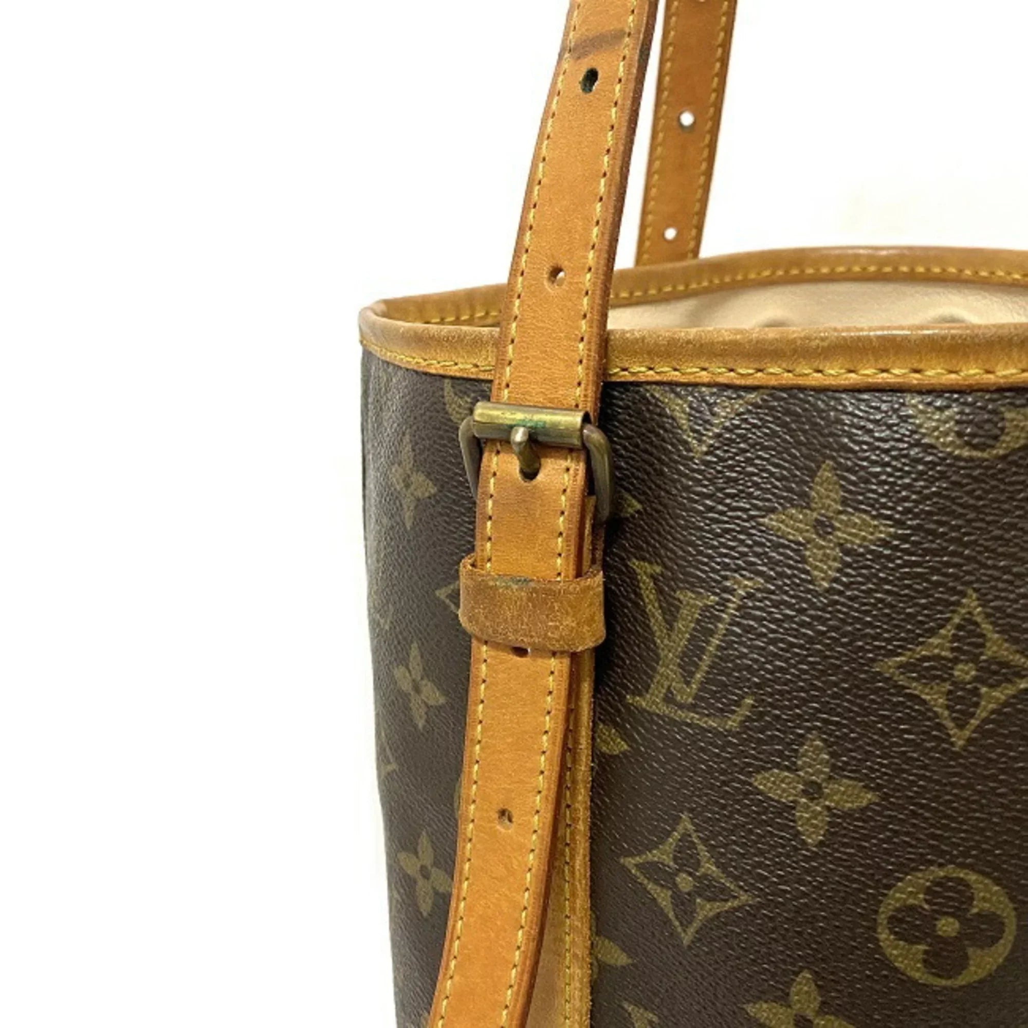 Pre-Owned Louis Vuitton Bucket GM Brown Beige Monogram M42236 Canvas Nume Leather FL0093 LOUIS VUITTON Bag Tote Handbag Women's (Good)