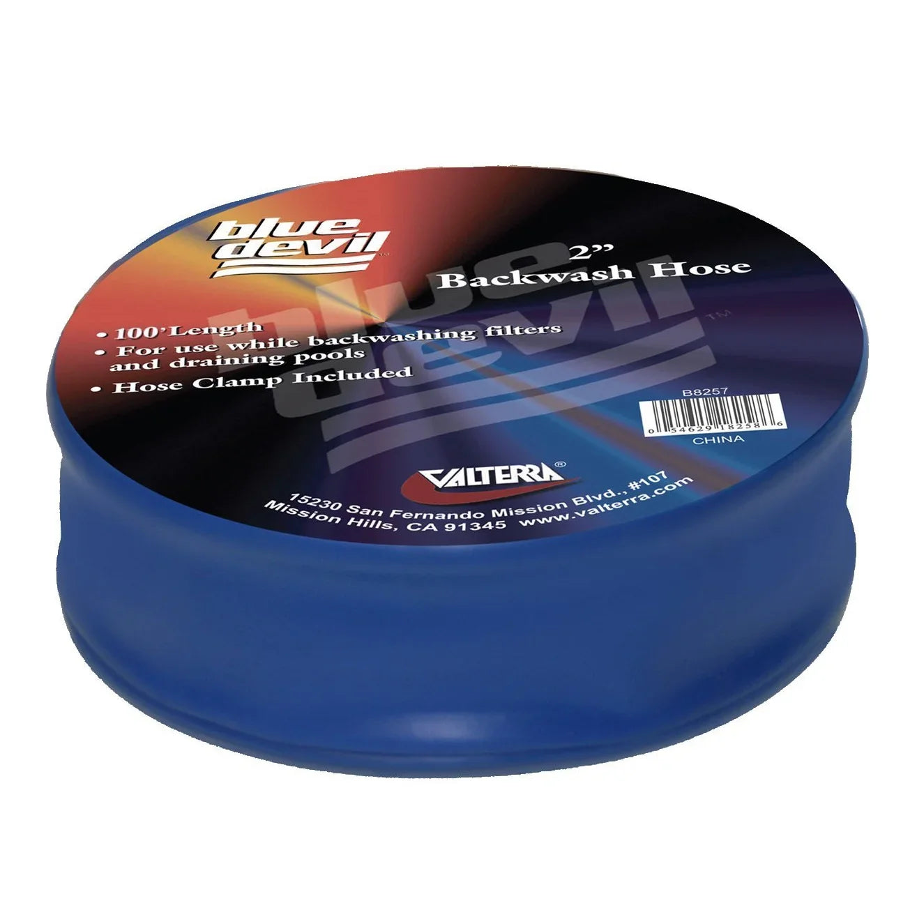 Blue Devil 2 foot x 100 Feet Swimming Pool Filter Backwash Hose with Clamp