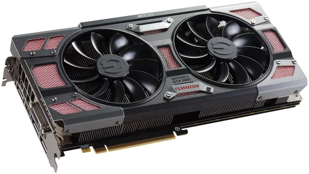 EVGA GeForce GTX 1080 CLASSIFIED GAMING ACX 3.0 8GB GDDR5X RGB LED 10 CM Ventilator 14 Power Phases Double BIOS DX12 OSD Support (PXOC) Video Graphics Card 08G-P4-6386-KR