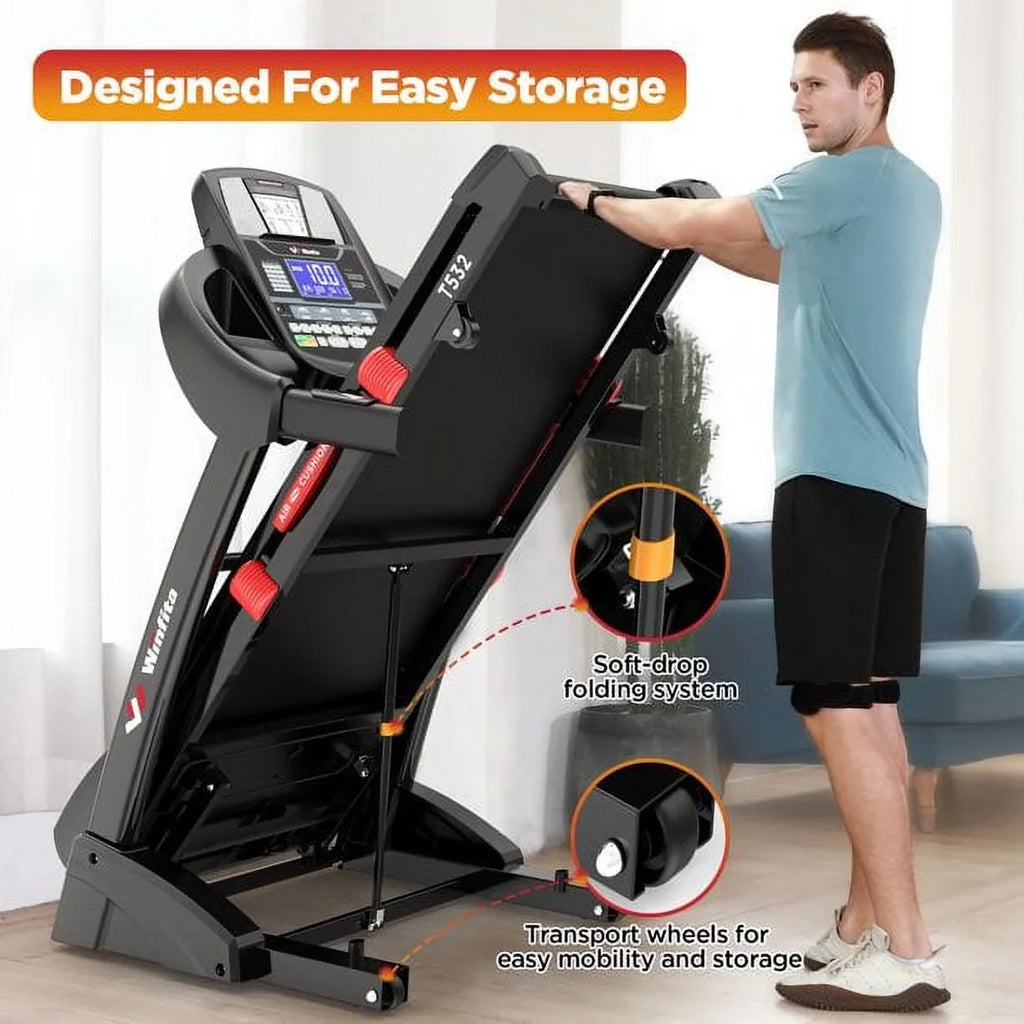 Famistar 4.5HP Folding Treadmill Clearance for Home with 15% Auto Incline 300 LBS Capacity Up to 10MPH Speed Running System