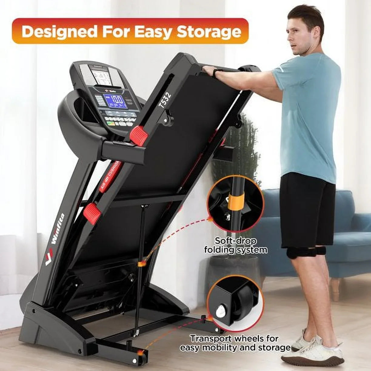 Famistar 4.5HP Folding Treadmill Clearance for Home with 15% Auto Incline 300 LBS Capacity Up to 10MPH Speed Running System