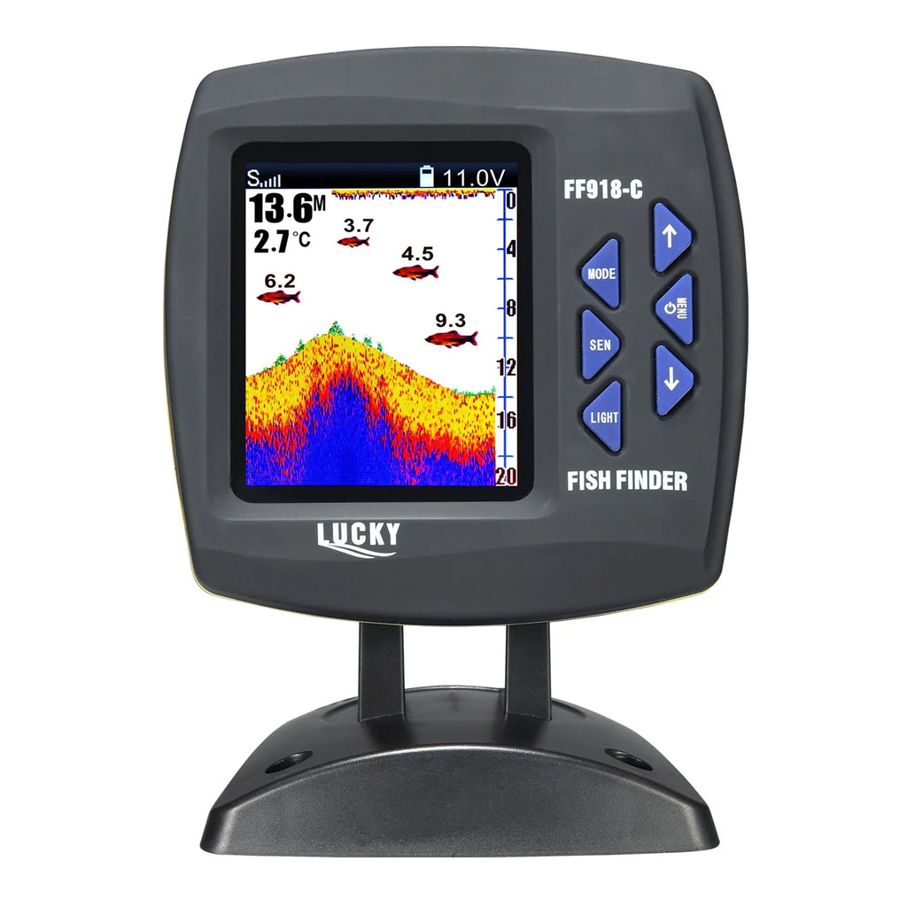 Tomshoo Fish Finder Wired Transducer Sensor Fishfinder 45 Degrees Underwater Fishing Portable Fish Finder Fluidproof Underwater Monitor LCD Fish Locator Boat Fishfinder Fish Detector