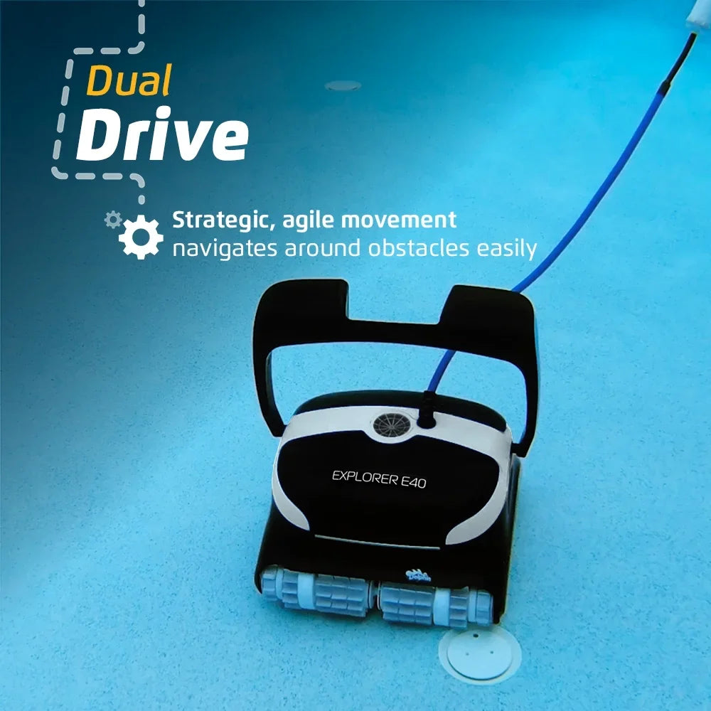 Dolphin Explorer E40 Wi-Fi Robotic Pool Vacuum Cleaner Pools up to 50 FT - Liquidline Scrubber Brush
