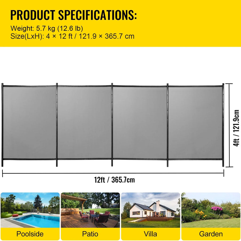 Pool Fencing Mesh; 4 x 12 ft Swimming Pool Fence; 1000D Fabric Removable Pool Fence with Aluminum Poles and Foot Tubes; Breathable Pool Fences for Inground Pools for Security and Privacy