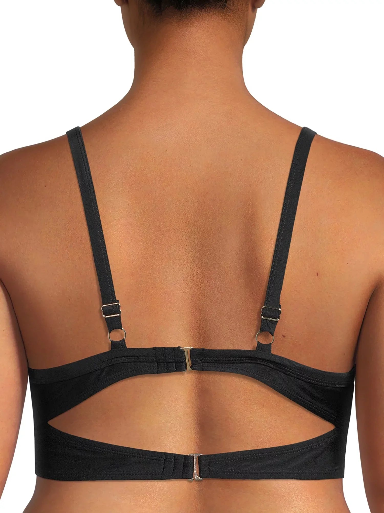 Nicole Miller BLACK Twist Front Bikini Top + Hi Waist Shirred Bottom 2Pc S