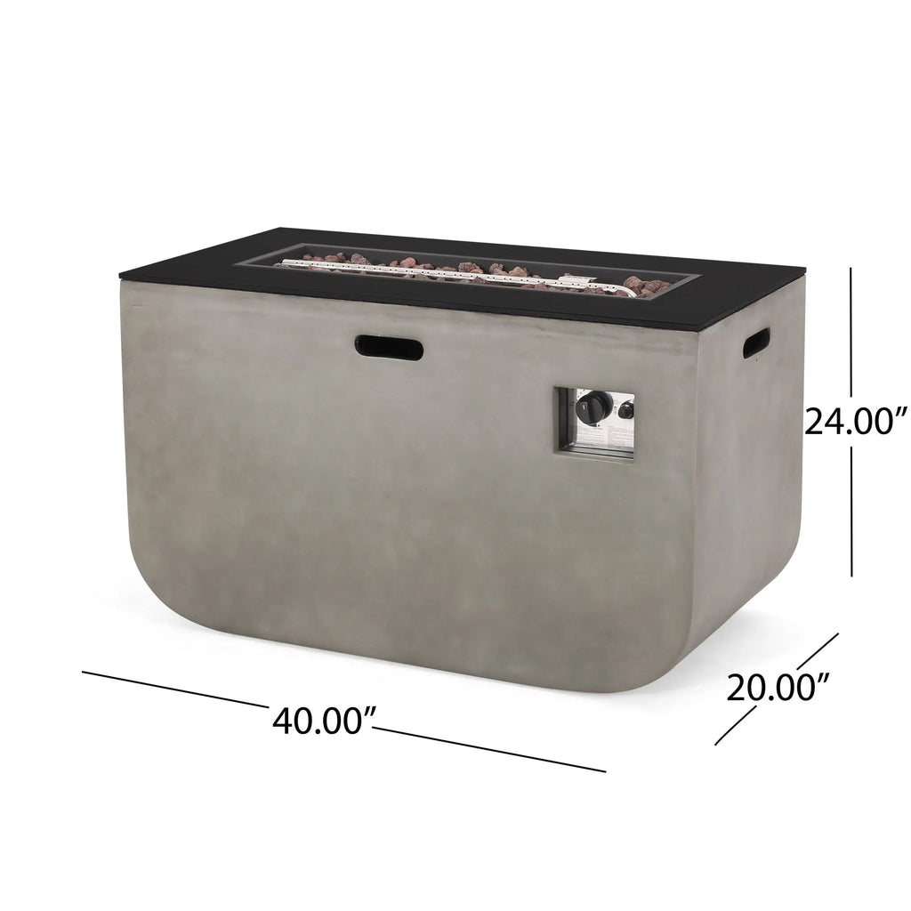 Christopher Knight Home Adio Outdoor 50;000 BTU Modern 40-inch Rectangular Lightweight Concrete and Ceramic Fire Pit Table by