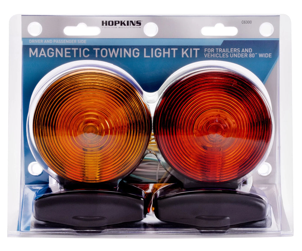 Hopkins Towing Solutions Magnetic 2 Sided Towing Light Kit; C6300; Amber and Red