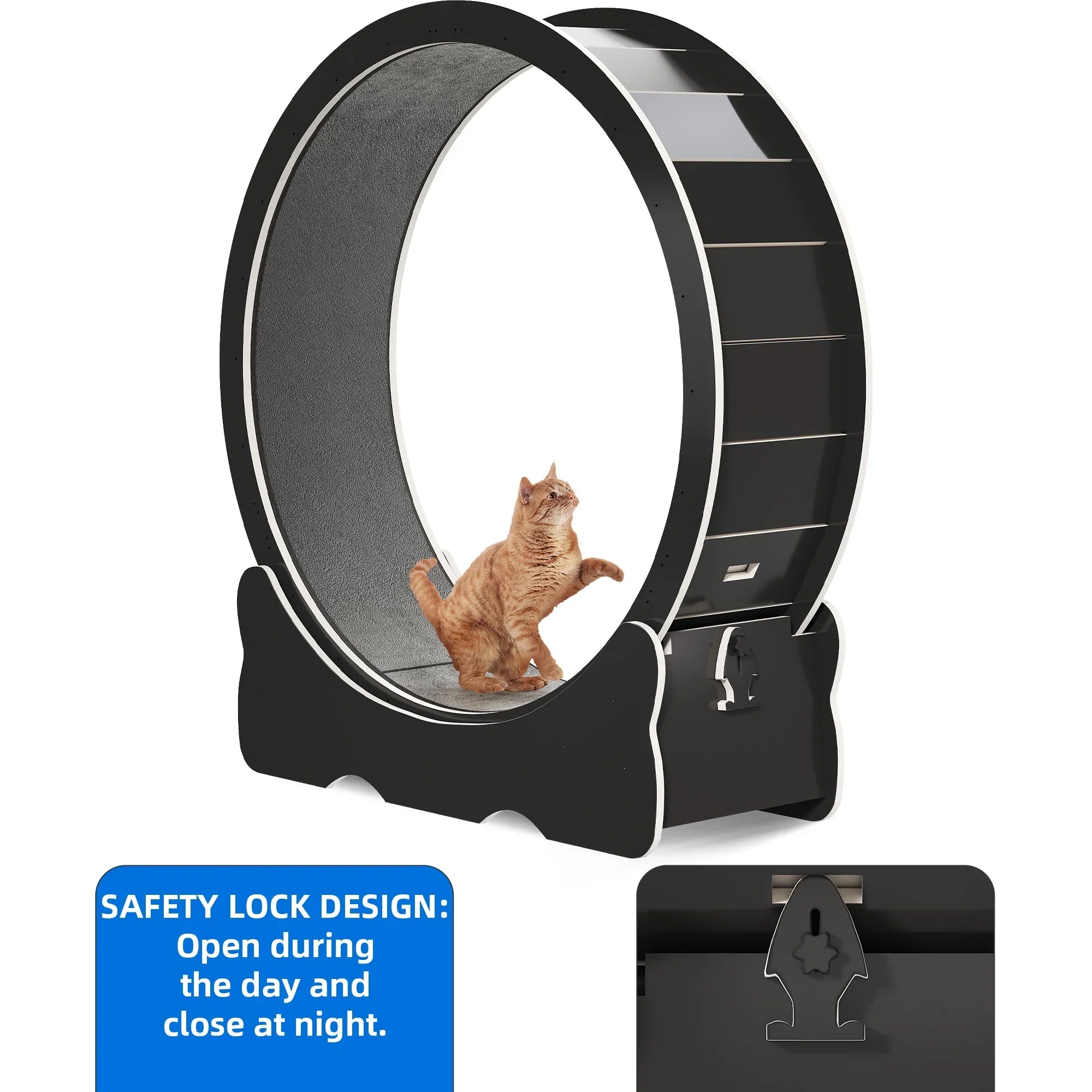 Dextrus Cat Wheel Exerciser for Indoor Cats; 43.3 inch Large Cat Exercise Running Wheel Treadmill with Ultra Low Noise and Detachable Carpet for Cat's Fitness and Health