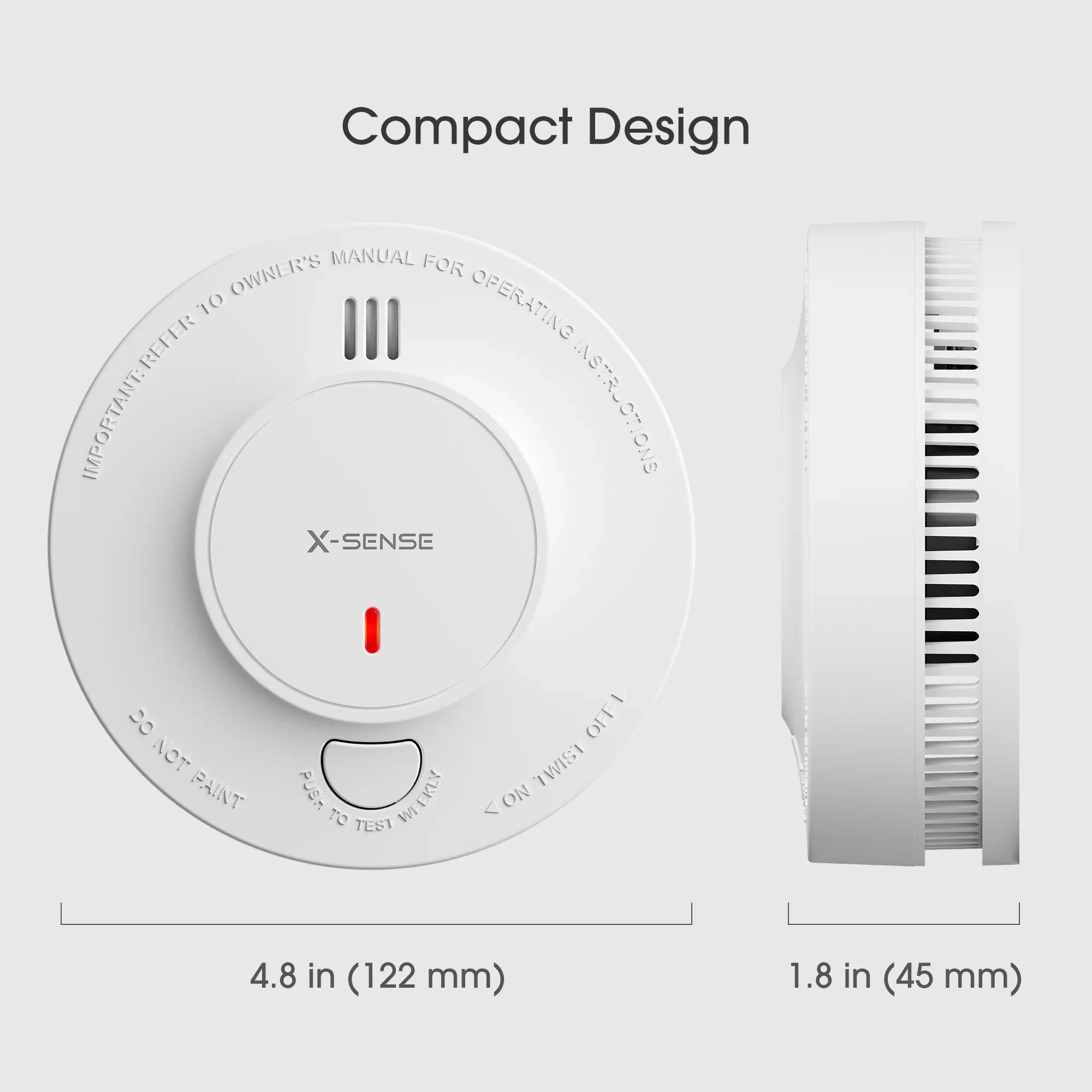 X-Sense Photoelectric Smoke Detector; Wireless Interconnected with over 820 ft Transmission Range; SD19-W