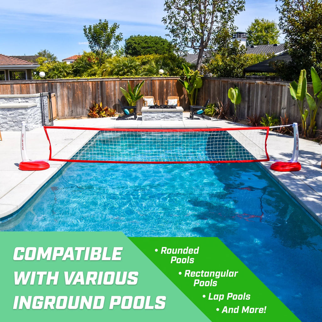 GoSports Splash Net PRO Pool Volleyball Net; Includes 2 Balls; Red