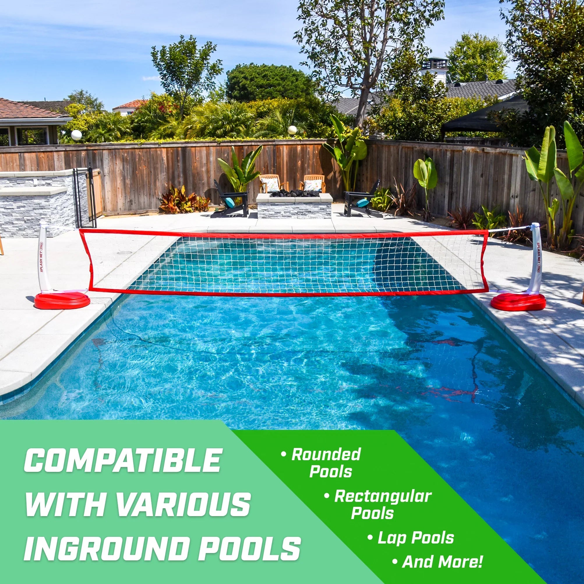 GoSports Splash Net PRO Pool Volleyball Net; Includes 2 Balls; Red