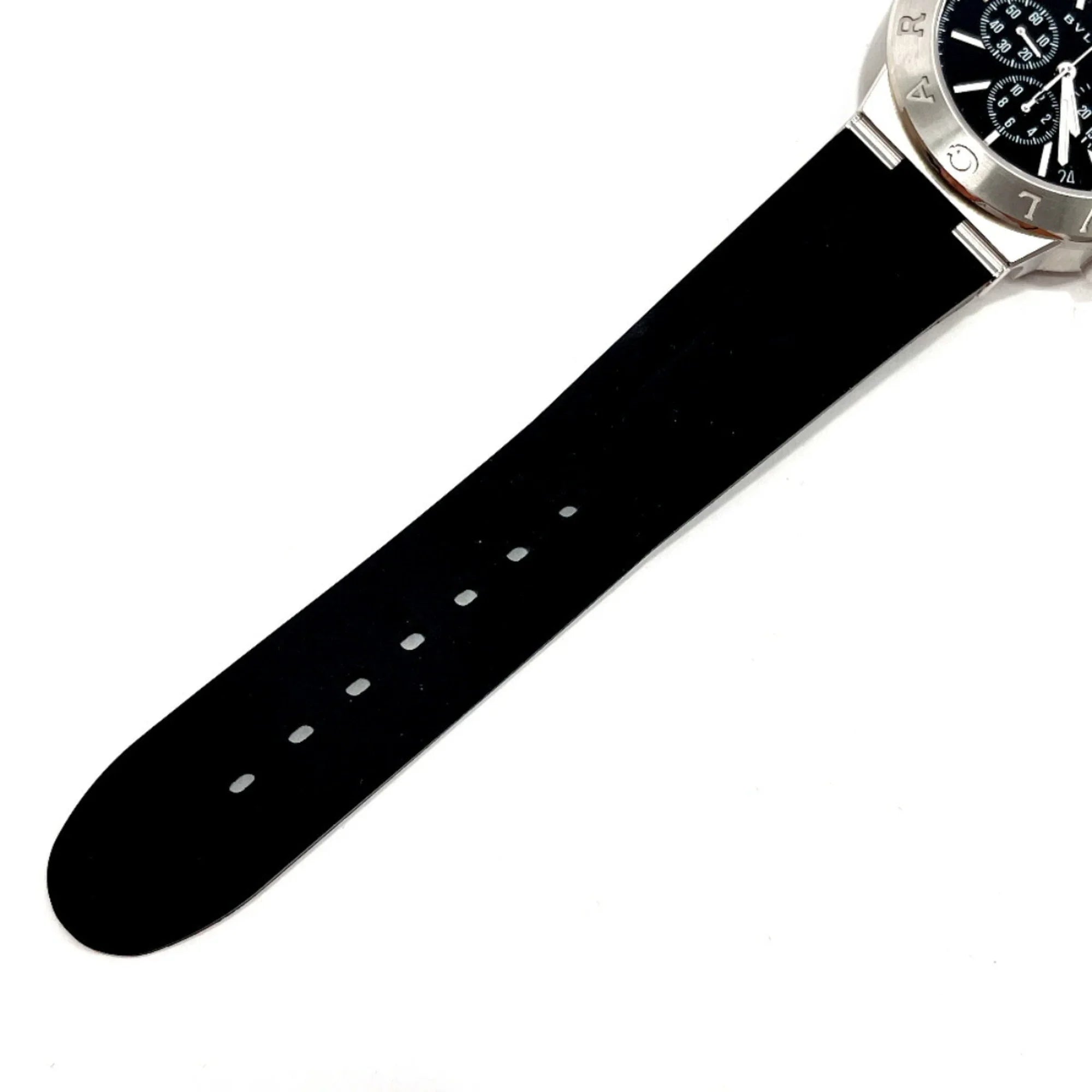 Pre-Owned Bvlgari Chrono Watch Stainless Steel Rubber BVLGARI DG41BSVDCH Men's Silver (Good)