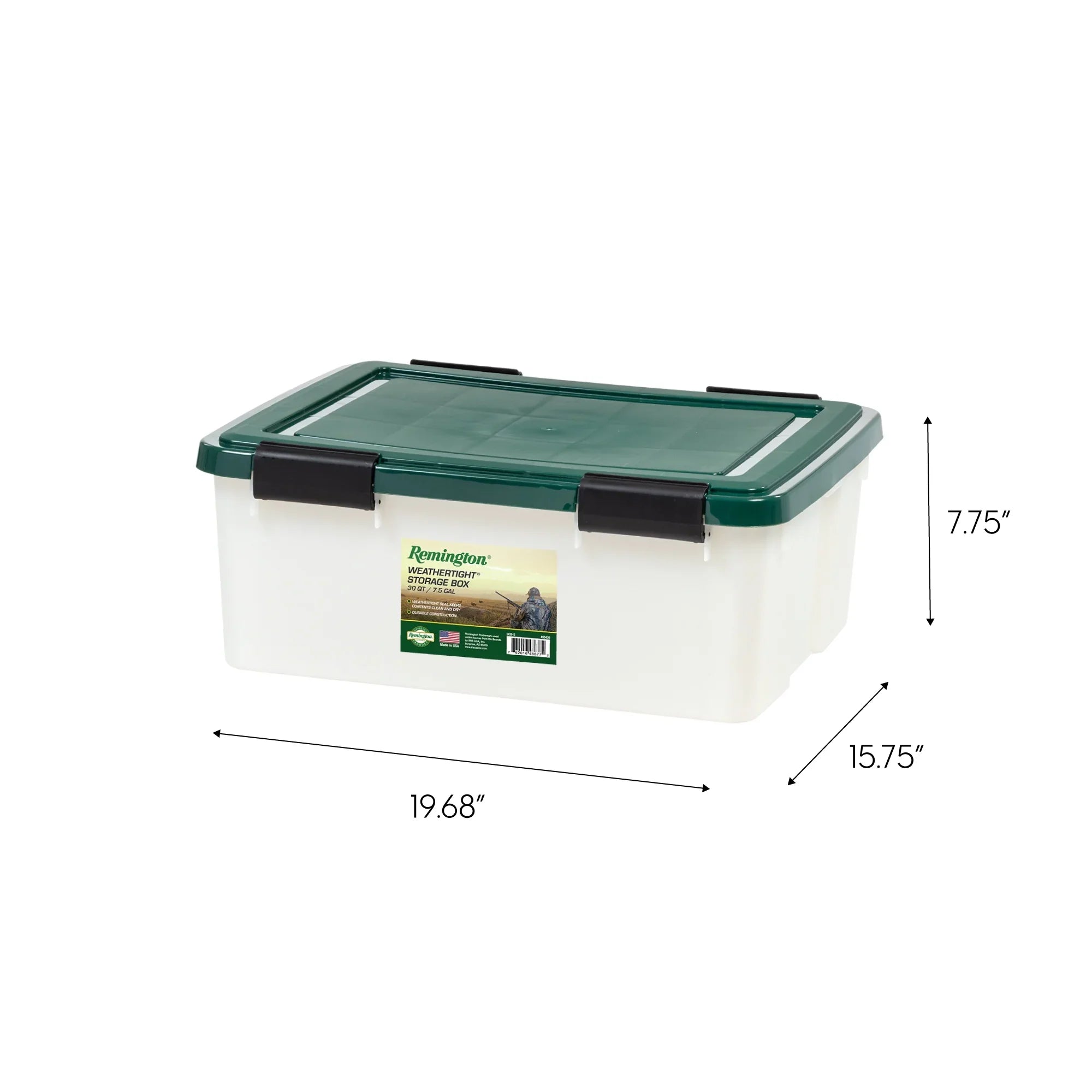 Remington® 30 Quart WeatherPro Gasket Storage Box with Buckles Hunter Green; Set of 6