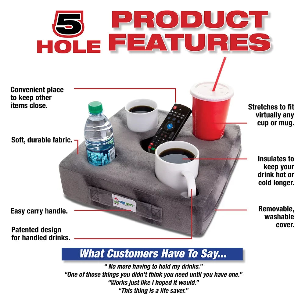 Cup Cozy Deluxe Pillow (Teal) As Seen on TV -The world's BEST cup holder! Keep your drinks close and prevent spills. Use it anywhere-Couch; floor; bed; man cave; car; RV; park; beach and more!