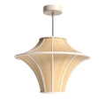 Houten Hanglamp met Elegante Lijnen en Wit Accent