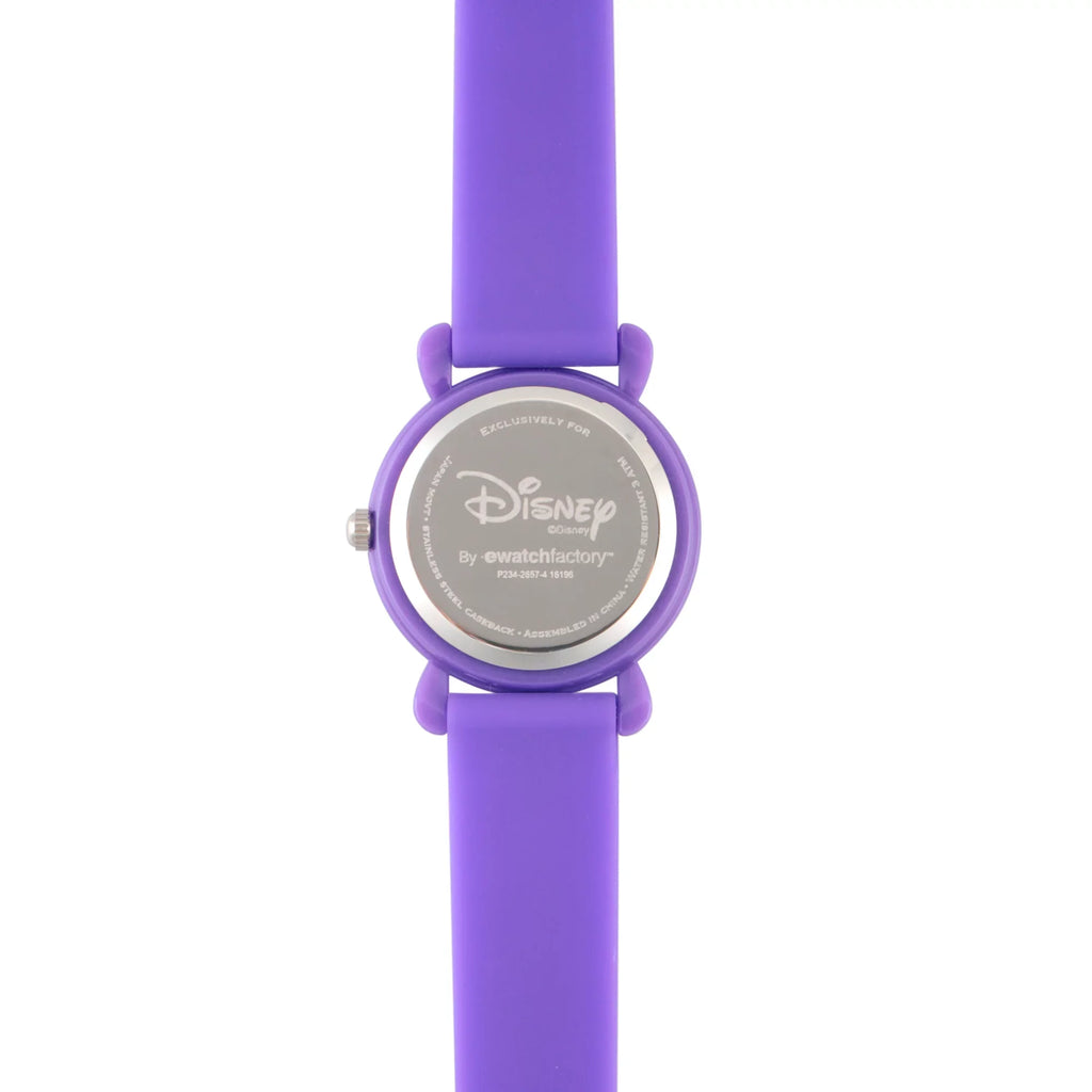 Frozen Elsa and Anna Girls' Purple Plastic Time Teacher Watch; Purple Silicon Strap