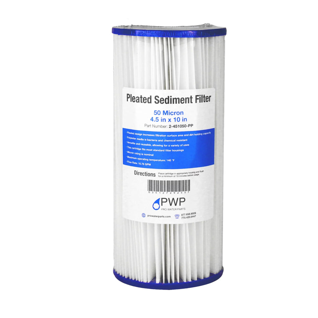Pleated Poly Filter Cartridge 10x4.5" 50 Micron 20 Pack