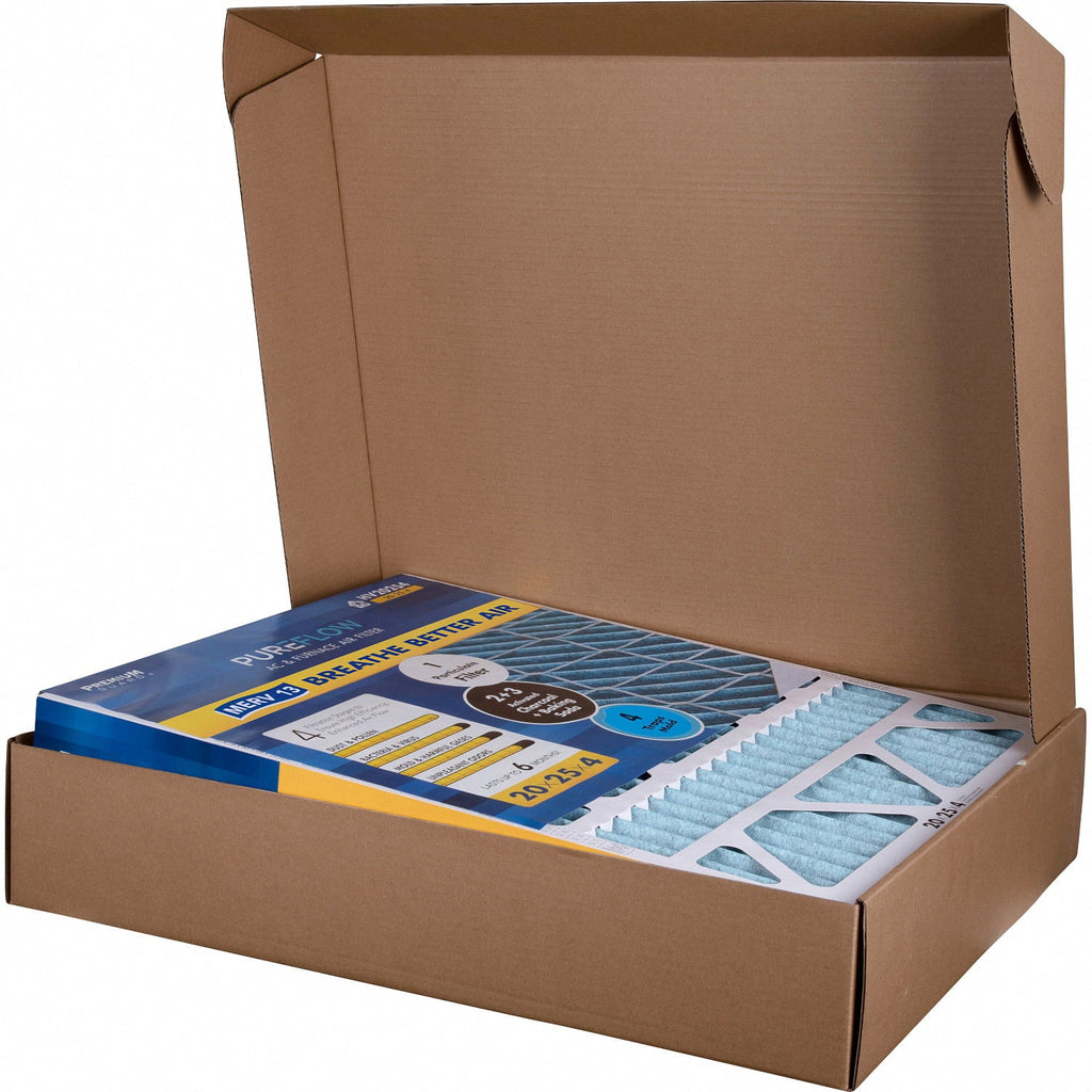 PureFlow; Home Furnace Air Filter 20x25x4; with 4 Layers of Advanced Filtration Technology; MERV-13 Pack-of-2