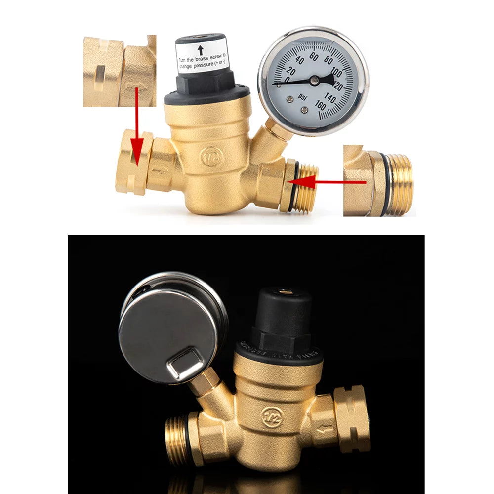 GoolRC Valve;0-160psi And Inlet Reducer With 0-160psi Valve -free Brass Pressure Valve -free Brass Adjustable Screened Filter Rv Pressure With 0-160psi And Pressure Reducer With