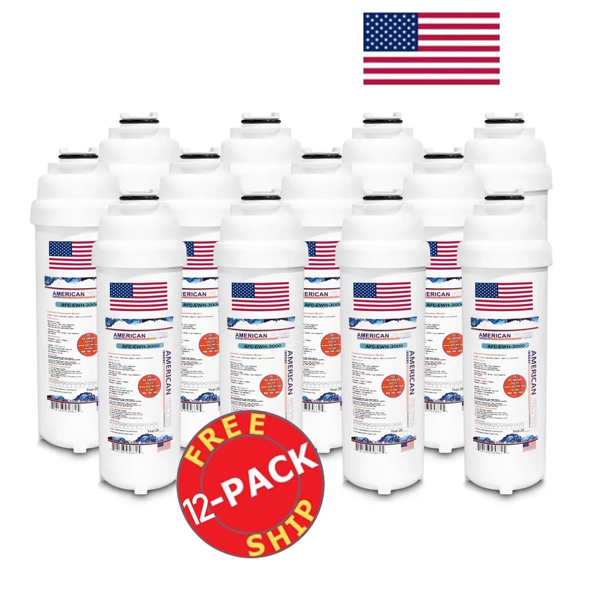 AFC Brand ; Filters ; Model # AFC-EWH-3000 ; Compatible with FluidSentry® LZS8WSLP - 12 Pack - Made in U.S.A.
