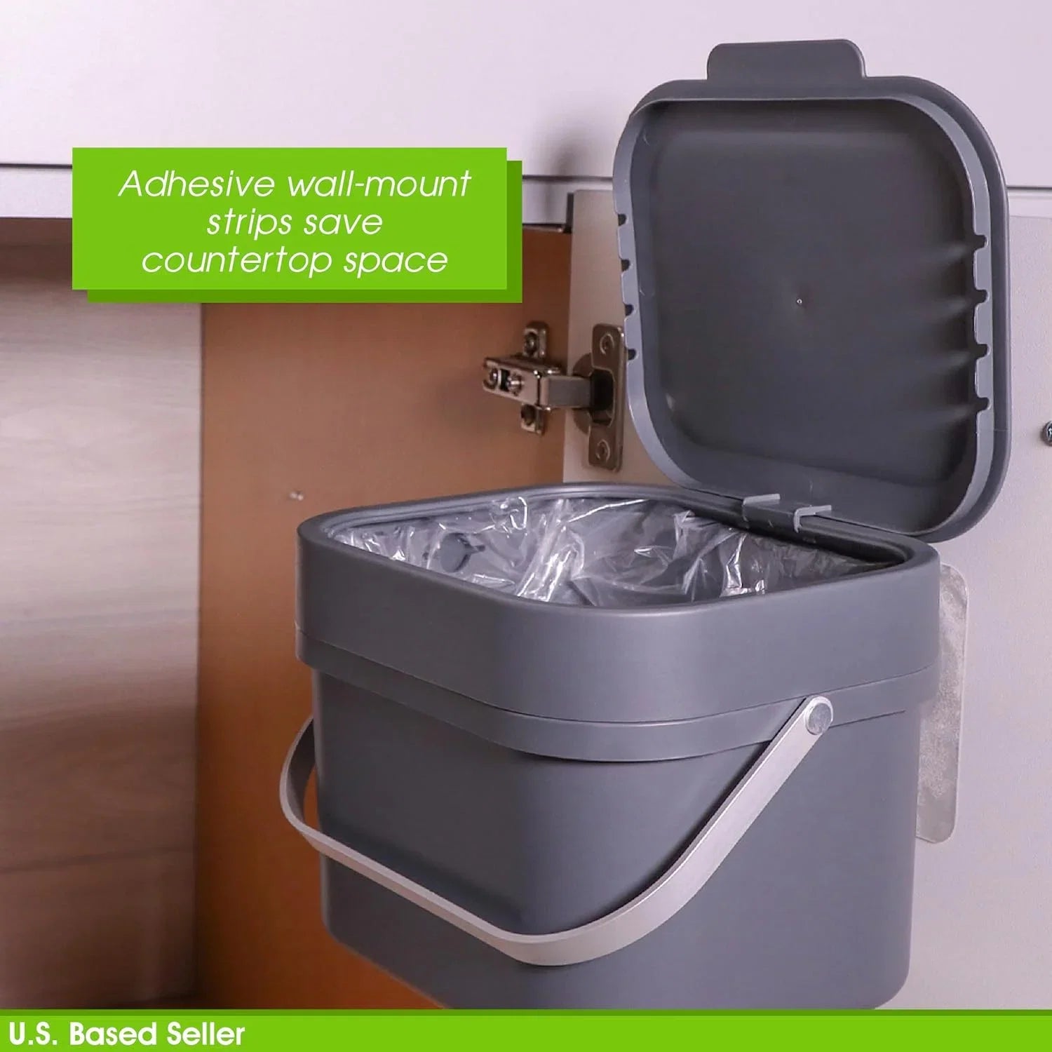 Small Compost Bin For Kitchen - 1Gal Countertop Compost Bucket For Food Scraps; Trash; Recycling And More - 4L Cabinet Or Wall Mounted Aluminum Indoor Compost Bin