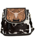 Myra Bag Women's Spirit Of The Herd Hand Tooled Crossbody Black One Size