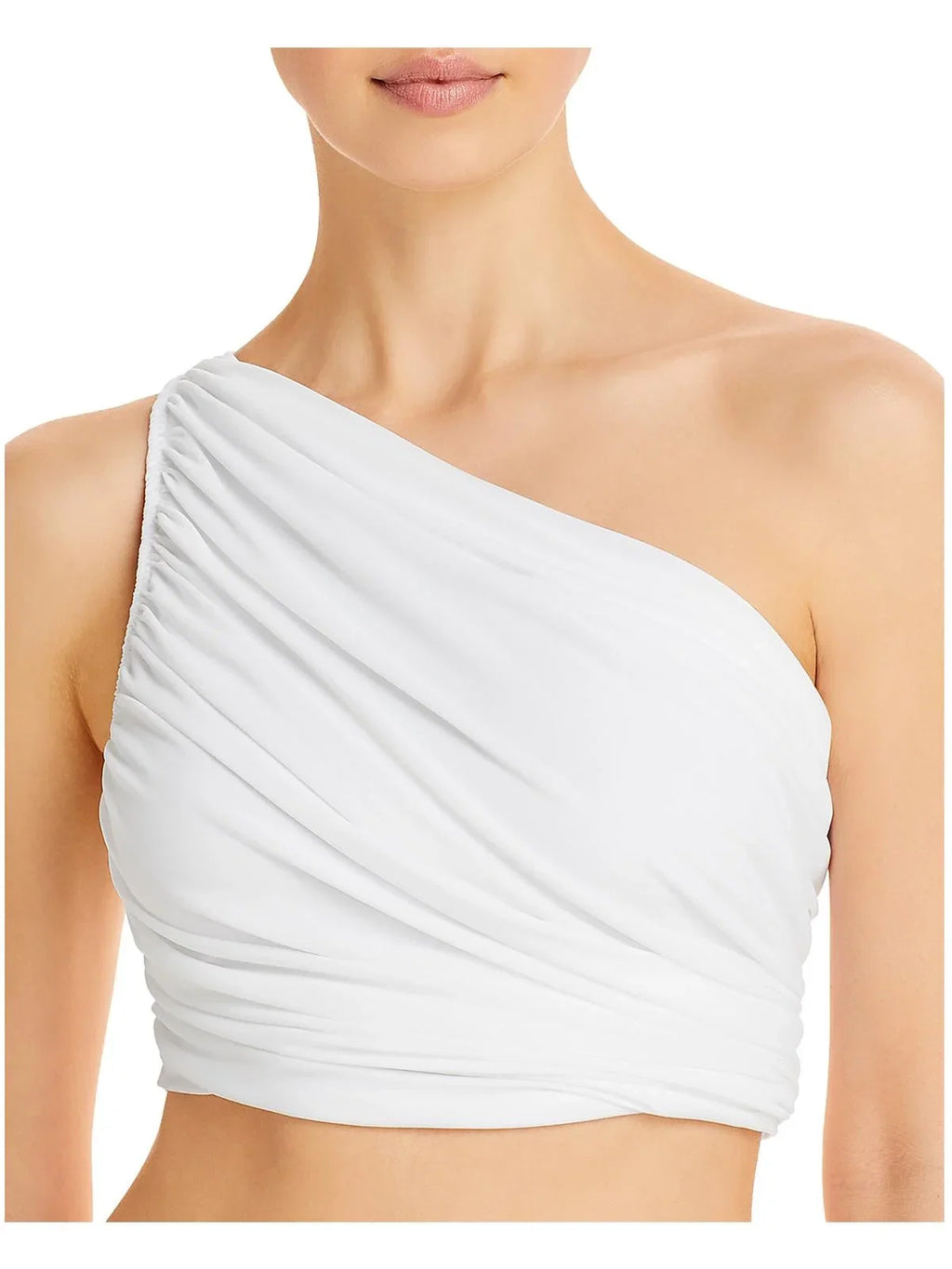 Norma Kamali Womens Diana Ruched One Shoulder Bikini Swim Top