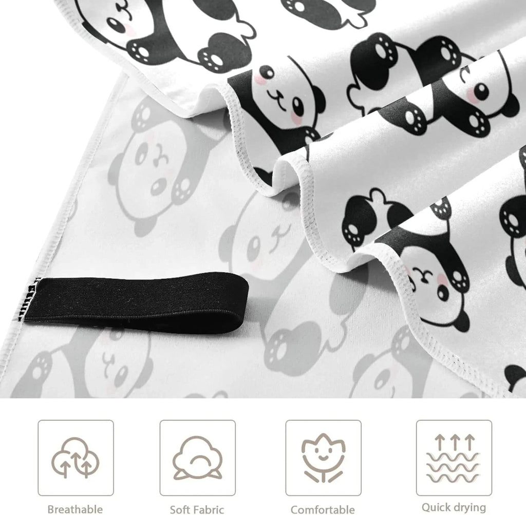Bestwell Cute Cartoon Panda Pattern Beach Towel Oversized Towel Blanket; Thin Lightweight Microfiber Sand Free Quick Dry Towel; 31”X71” Multipurpose Pool Bath Yoga Swim Shower Towel