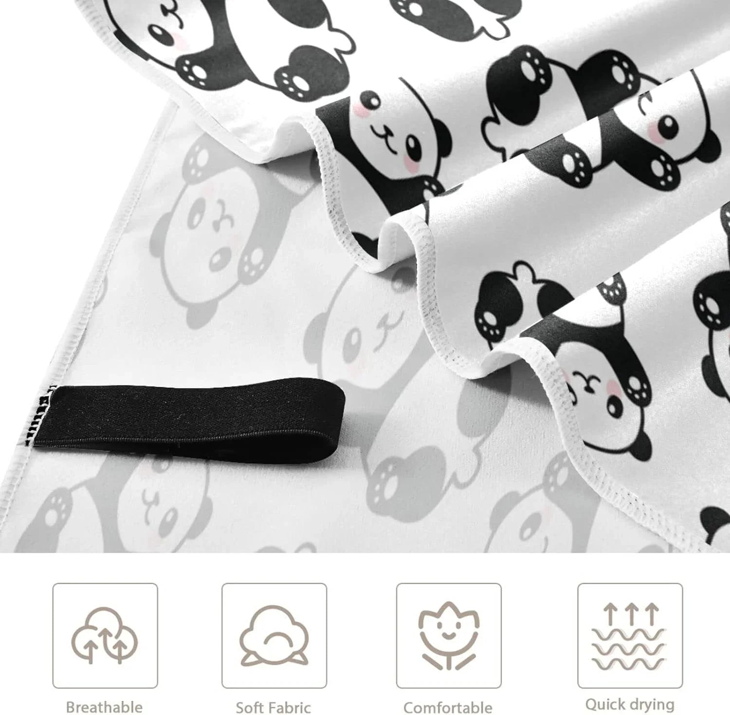 Bestwell Cute Cartoon Panda Pattern Beach Towel Oversized Towel Blanket; Thin Lightweight Microfiber Sand Free Quick Dry Towel; 31”X71” Multipurpose Pool Bath Yoga Swim Shower Towel