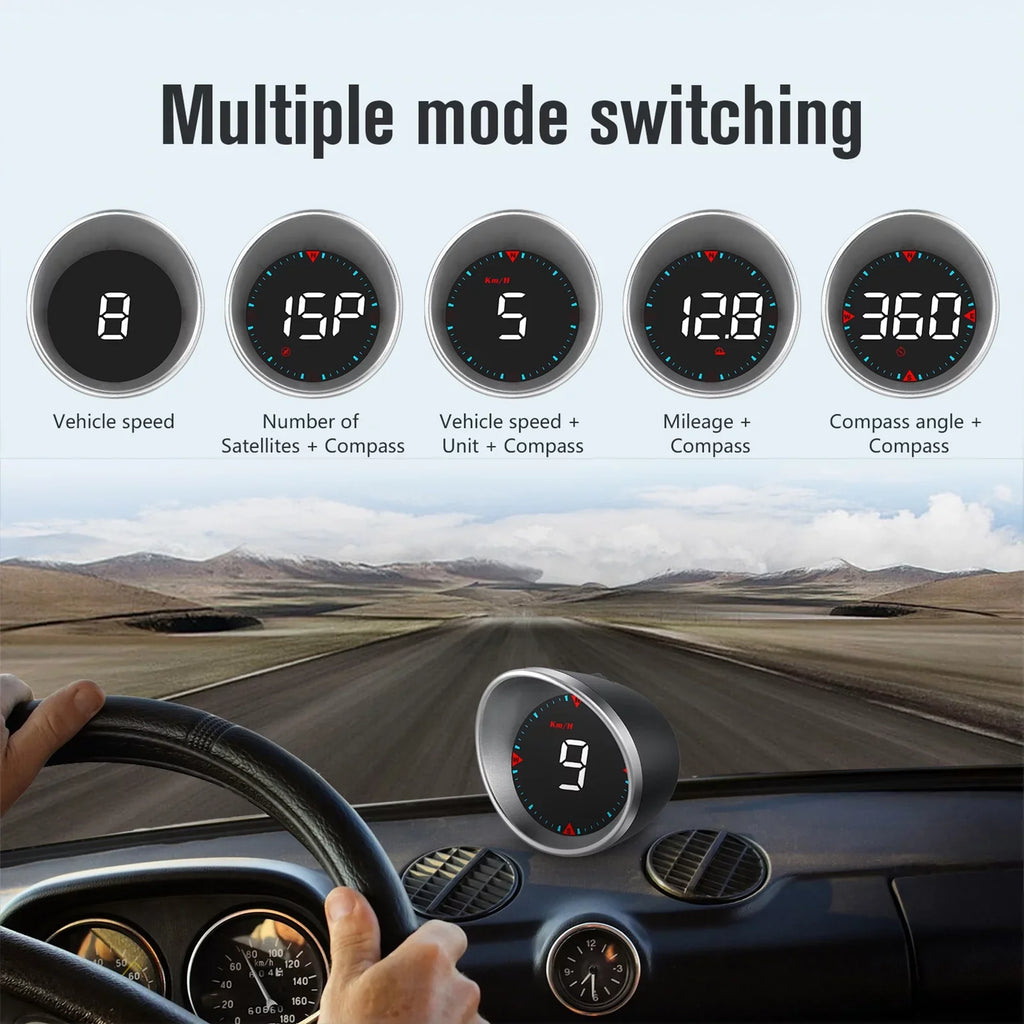 Htovila Car Car Head-up Display Digital Speedometer Display Driving Mileage; Compass Angle; Overspeed and Fatigue Driving