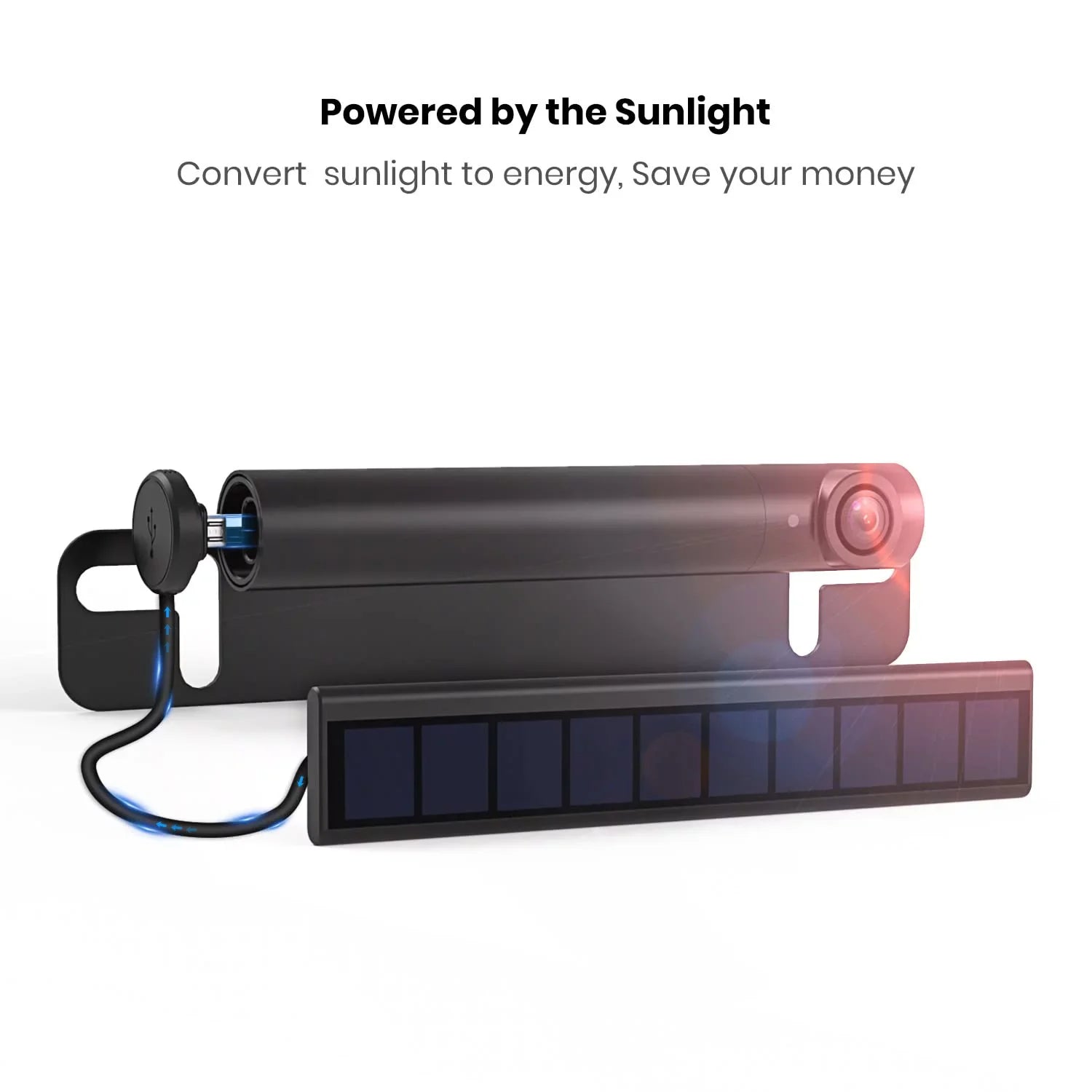 Auto-Vox Solar Wireless Backup Camera for Campervans; 2 Channel Wireless License Plate Back Up Rear View Camera with Solar Panel for Trucks Trailers (TW1)