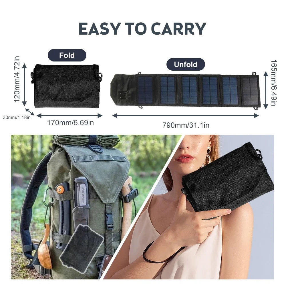 OWSOO 12W Foldable Solar Panel ; Dual USB Recharger for Camping Travel