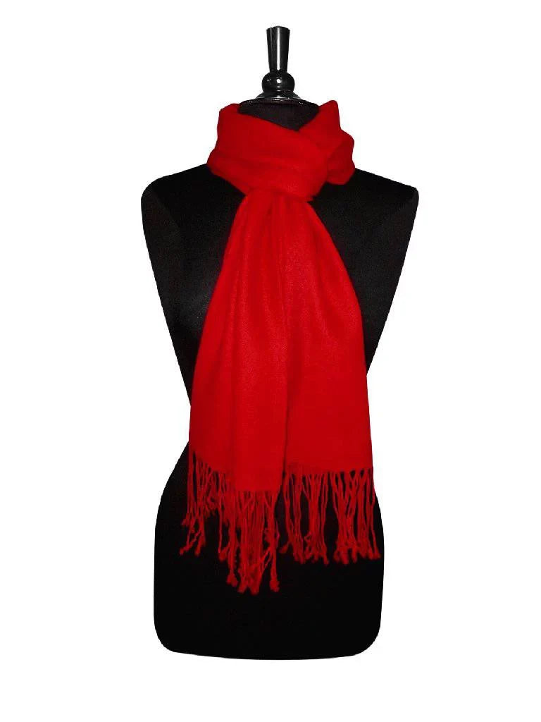Biagio 100% Wool Pashmina Solid Scarf RED Color Womens Shawl Wrap Scarves